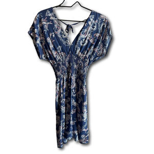 BeBop Floral Dress V-Neck Blue Paisley Woman’s Size XS